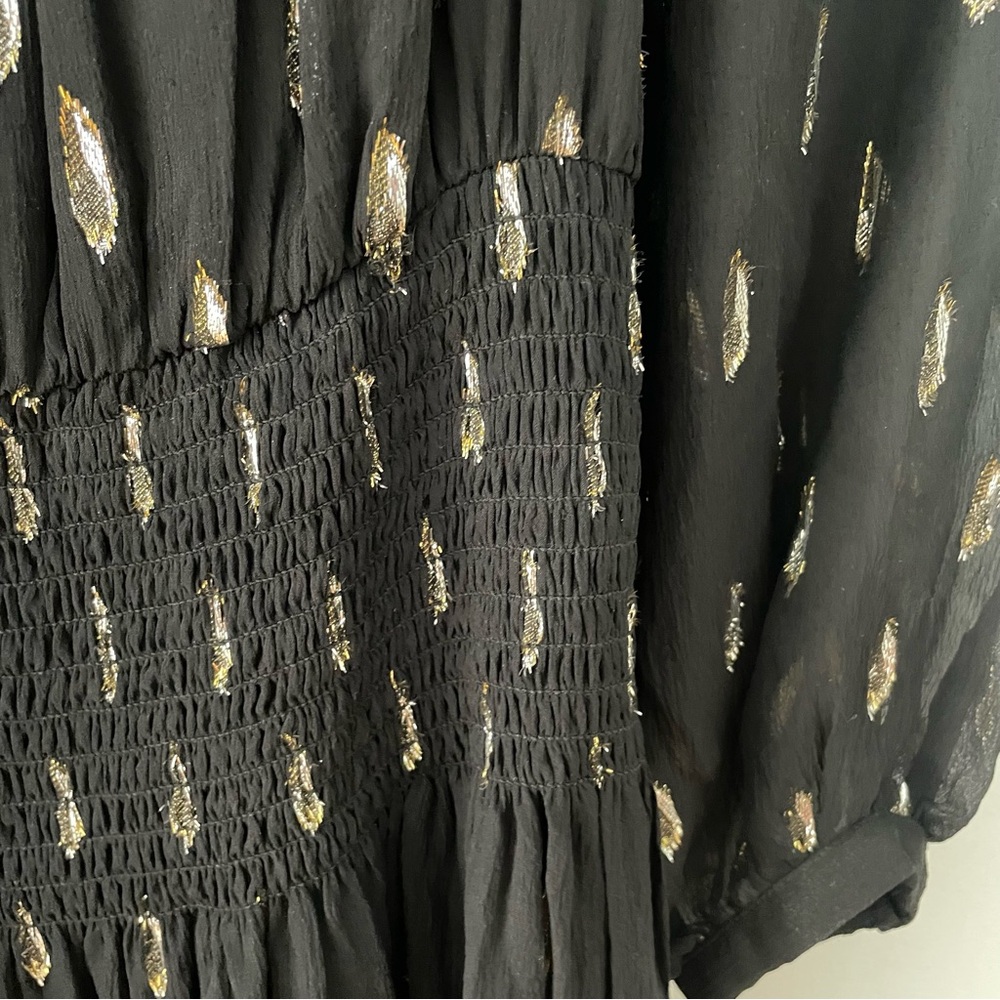 REBECCA TAYLOR Silk Metallic Clip Dot Dress Size 2 - Picture 5 of 16